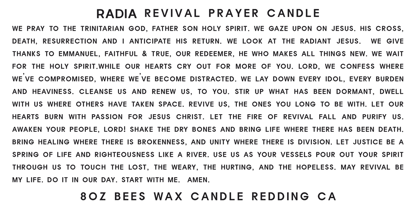 Revival Prayer Bees Wax Candle Select Your Signature Scent